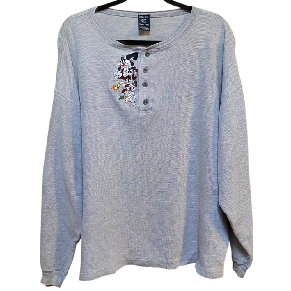 Vintage Warner Bros. Looney Toons Embroidered Henley